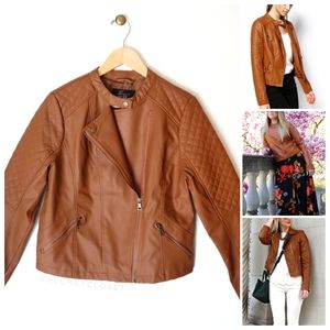 Asymmetrical Zipper Faux Leather Jacket LG